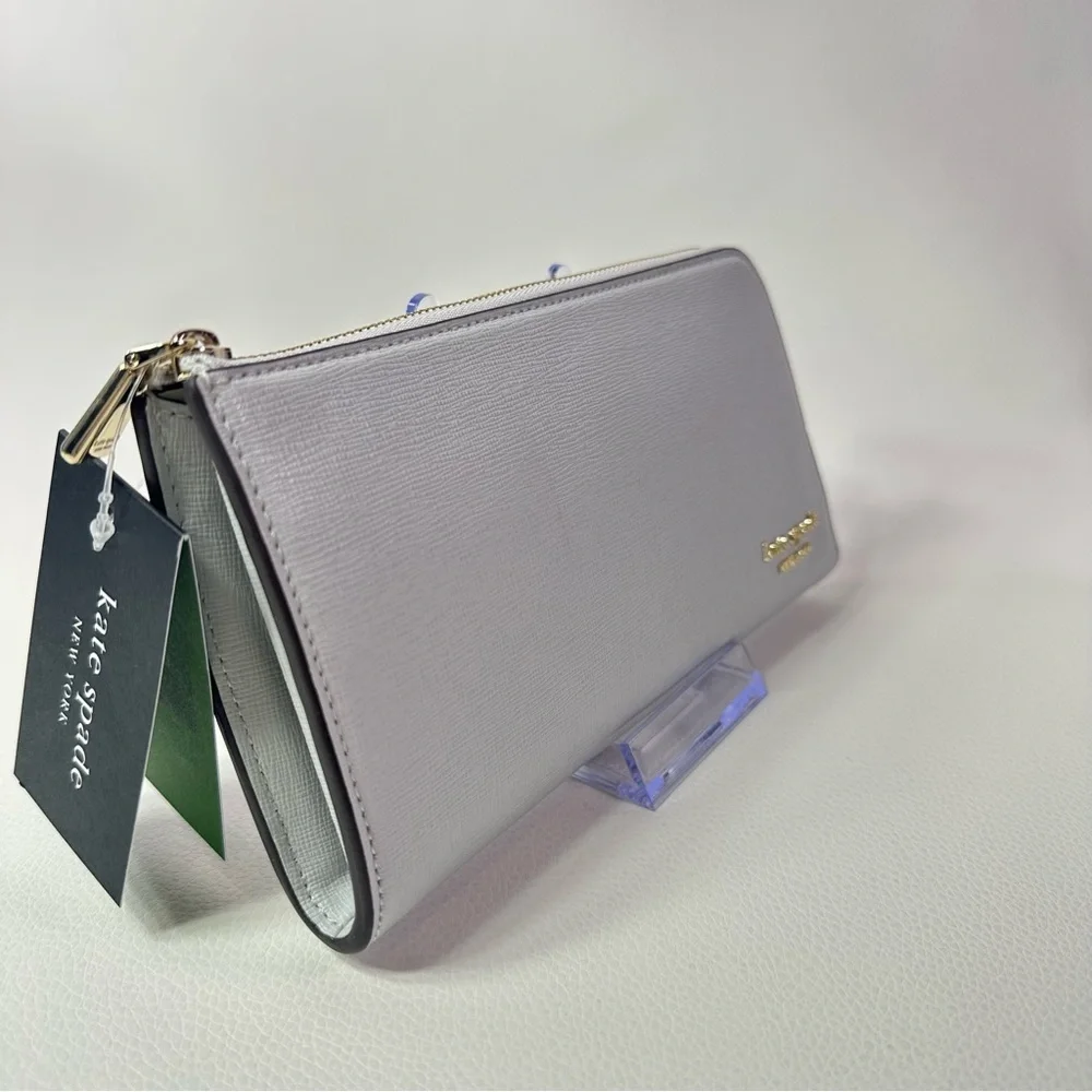 NEW KATE SPADE SAFFIANO LEATHER ZIP WALLET STONE PATH NWT! - Picture 5 of 9